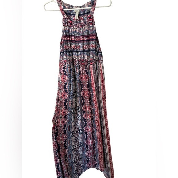 Soma Paisley Asymmetrical Maxi Dress Womens High Neck Sleeveless Jersey Knit - Picture 3 of 8
